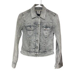 VINCE Cropped Washed Jean Coat Jacket Luxury Contemporary sz XS‎